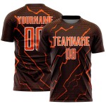 Soccer Brown Sublimation Lightning Jersey Custom Orange-White Uniform Sports Soccer Brown Sublimation Lightning Jersey Custom Orange-White Uniform Sports