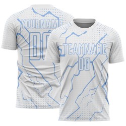 Jersey Soccer Lightning Uniform Custom White Sports Light Blue Sublimation