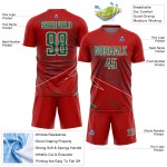 Red Sublimation Soccer Green-White Sports Jersey Lines Uniform Custom Kelly Red Sublimation Soccer Green-White Sports Jersey Lines Uniform Custom Kelly
