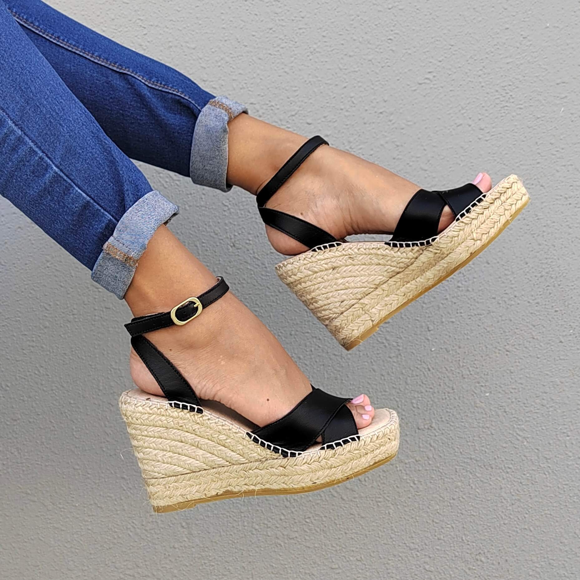 Lucia Espadrille Wedge in Midnight