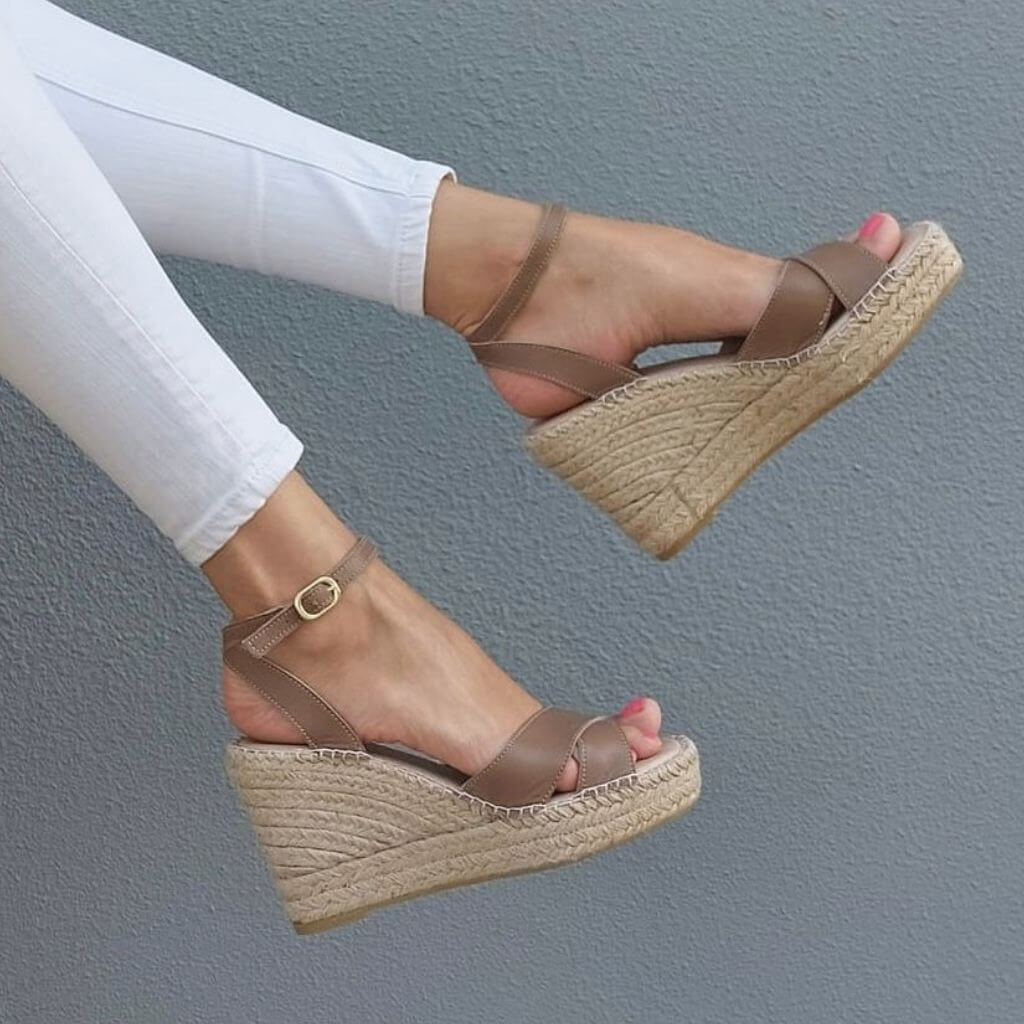 Lucia Espadrille Wedge in Mocha