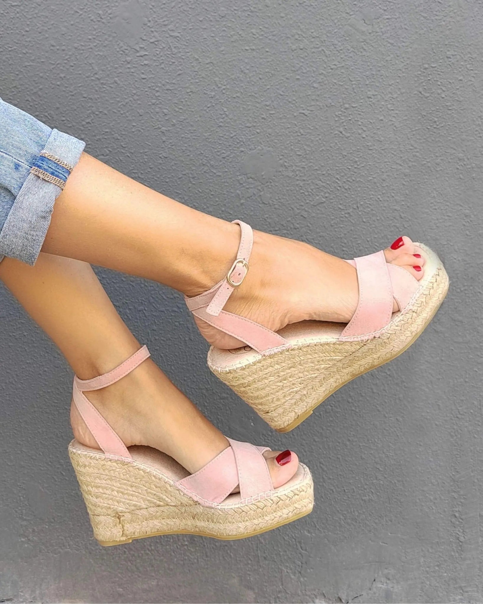 Lucia Espadrille Wedge in Rose