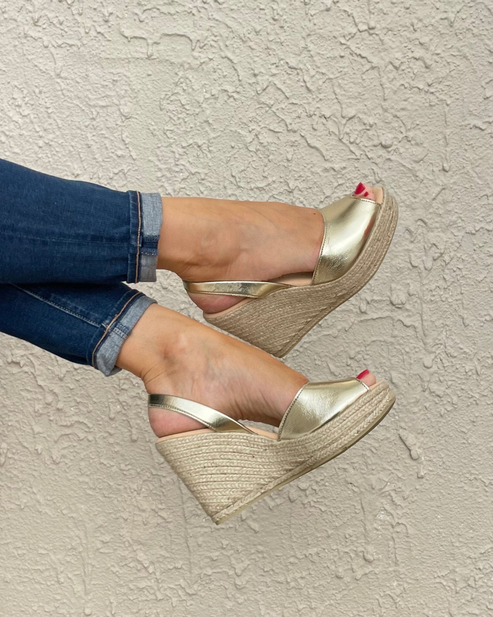 Roxy Espadrille Wedge in Gold (Vegan)